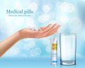 Soluble round tablets lying in the human hand Royalty Free Stock Photo