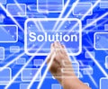 Solution Button Being Pressed Showing Success 3d Rendering Royalty Free Stock Photo