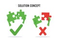Solution Concept: Correct vs Incorrect Puzzle Pieces Royalty Free Stock Photo