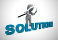 Solution concept icon means resolving and unravelling a problem - 3d illustration Royalty Free Stock Photo