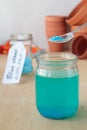 Solution of copper sulphate in glass jar Royalty Free Stock Photo