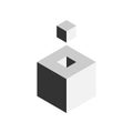 Solution design element concept. Block of 3D cubes with last piece outside. Vector illustration