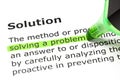 Solution Dictionary Definition Green Marker Royalty Free Stock Photo