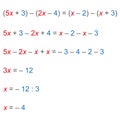 Solution of an equation with one variable opening of parentheses