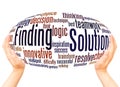 Solution Finding word cloud hand sphere concept