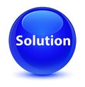 Solution glassy blue round button