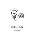 solution icon vector from support collection. Thin line solution outline icon vector illustration. Linear symbol for use on web Royalty Free Stock Photo