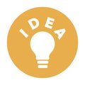 Solution, idea icon symbol. Light bulb yellow circle in cartoon style. Light bulb line icon vector. Stock image Royalty Free Stock Photo