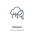 Solution outline vector icon. Thin line black solution icon, flat vector simple element illustration from editable big data Royalty Free Stock Photo