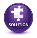 Solution (puzzle icon) glassy purple round button