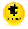 Solution (puzzle icon) glassy yellow round button