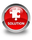 Solution (puzzle icon) glossy red round button Royalty Free Stock Photo