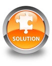 Solution (puzzle icon) glossy orange round button Royalty Free Stock Photo