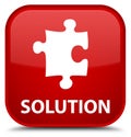 Solution (puzzle icon) special red square button Royalty Free Stock Photo