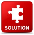 Solution (puzzle icon) red square button Royalty Free Stock Photo