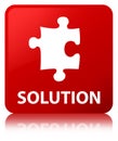 Solution (puzzle icon) red square button Royalty Free Stock Photo