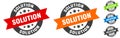 solution stamp. solution round ribbon sticker. tag