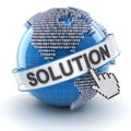 IT solution symbol with digital globe, 3d render Royalty Free Stock Photo