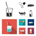 Solution, tablet, acupuncture, hospital gurney.Medicine set collection icons in black, flat style vector symbol stock