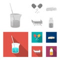 Solution, tablet, acupuncture, hospital gurney.Medicine set collection icons in monochrome,flat style vector symbol