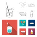 Solution, tablet, acupuncture, hospital gurney.Medicine set collection icons in outline,flat style vector symbol stock