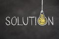 `Solution` text with an idea light bulb
