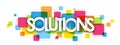 SOLUTIONS banner on colorful squares background Royalty Free Stock Photo