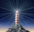 Solutions with a beaming Lighthouse symbol Royalty Free Stock Photo