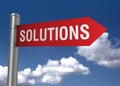 Solutions road sign 3d illustration Royalty Free Stock Photo