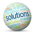 SOLUTIONS tag cloud mapped onto a sphere Royalty Free Stock Photo