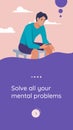 Solve all your problems app banner. Illustration for mobile application psychology help with stress