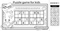 Solve the marine sudoku puzzle together with the fun crab. Logic puzzle for kids. Education game for children. Coloring Page. Royalty Free Stock Photo