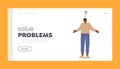 Solve Problems Landing Page Template. Confused African Man Shrug with Question Mark over Head. Confused, Curious Person