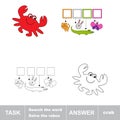 Solve the rebus. Find hidden word crab