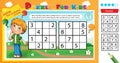 Solve the sudoku puzzle. Logic puzzle for kids. Education game for children. Worksheet vector design for schoolers Royalty Free Stock Photo