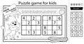 Solve the sudoku puzzle together with the fun cat. Logic puzzle for kids. Education game for children. Coloring Page. Worksheet Royalty Free Stock Photo