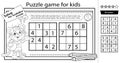 Solve the sudoku puzzle together with the fun tiger cub. Logic puzzle for kids. Education game for children. Coloring Page. Royalty Free Stock Photo