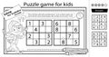 Solve the sudoku puzzle together with the girl detective with loupe. Logic puzzle for kids. Education game for children. Coloring