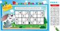 Solve the sudoku puzzle together with the little bunny or hare. Logic puzzle for kids. Education game for children. Worksheet