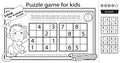 Solve the sudoku puzzle together with the little monkey. Logic puzzle for kids. Education game for children. Coloring Page.