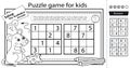 Solve the sudoku puzzle together with the little mouse. Logic puzzle for kids. Education game for children. Coloring Page.