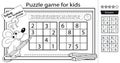 Solve the sudoku puzzle together with the little mouse. Logic puzzle for kids. Education game for children. Coloring Page.