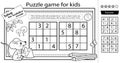 Solve the sudoku puzzle together with the little mouse. Logic puzzle for kids. Education game for children. Coloring Page.