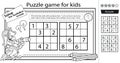 Solve the sudoku puzzle together with the pirate parrot. Logic puzzle for kids. Education game for children. Coloring Page.