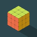 solved coloed rubiks cube in isometric view Royalty Free Stock Photo