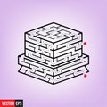 Solved maze with cube box shape in light yellow background