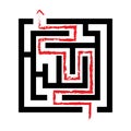 Solved maze, red arrow, 2d