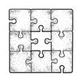 Solved puzzle without one piece sketch engraving Royalty Free Stock Photo
