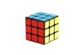 Solved Rubik`s cube isolated on the white background. Royalty Free Stock Photo