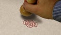 Solved stamp and hand stamping Royalty Free Stock Photo